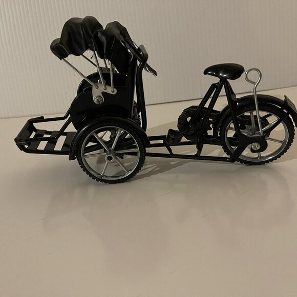 Rickshaw Pedal Taxi Cart Metal Vietnam Gold Coin Seat Cycle Canopy Becak - Picture 11 of 15